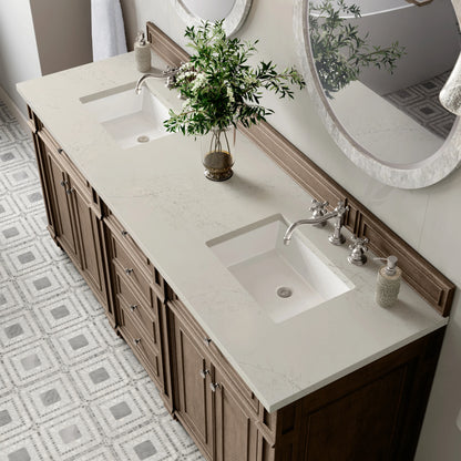 Bristol 72" Double Vanity, Whitewashed Walnut, w/ 3 CM Siberian Silestone Top, view 6
