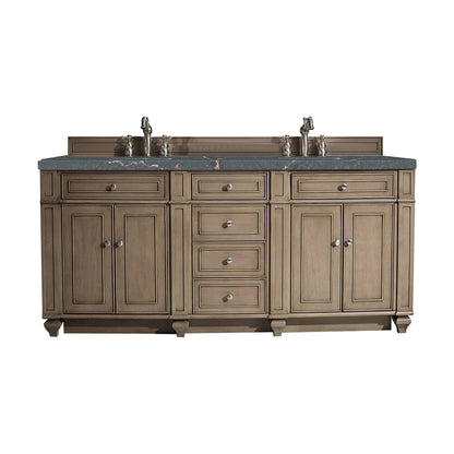 Bristol 72" Double Vanity, Whitewashed Walnut w/ 3 CM Parisien Bleu Silestone Top w/FreePower Wireless Charger
