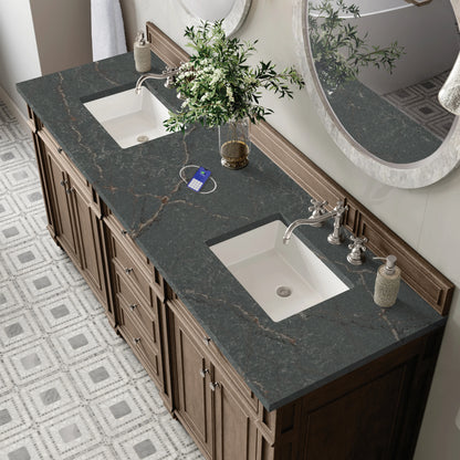 Bristol 72" Double Vanity, Whitewashed Walnut w/ 3 CM Parisien Bleu Silestone Top w/FreePower Wireless Charger, view 8