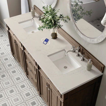 Bristol 72" Double Vanity, Whitewashed Walnut, w/ 3 CM Siberian Silestone Top w/FreePower Wireless Charger, view 8