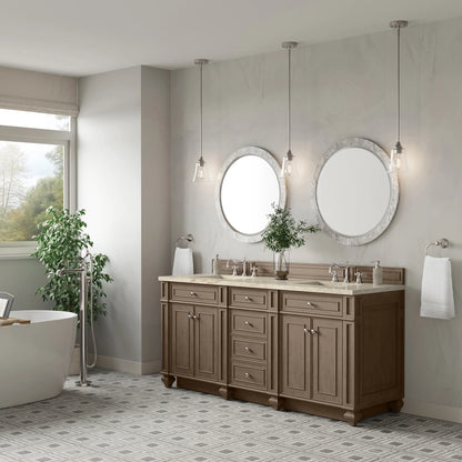Bristol 72" Double Vanity, Whitewashed Walnut, w/ 3 CM Tajnar Eclos Top w/FreePower Wireless Charger, view 5