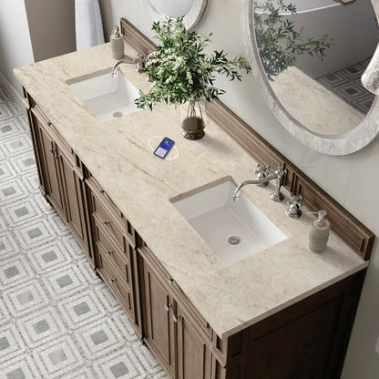 Bristol 72" Double Vanity, Whitewashed Walnut, w/ 3 CM Tajnar Eclos Top w/FreePower Wireless Charger, view 8