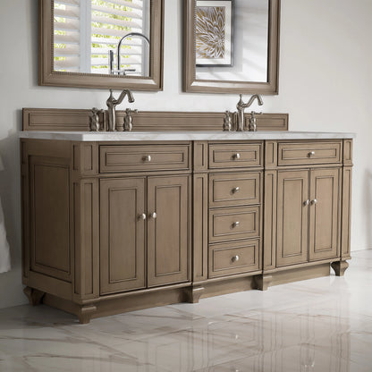 Bristol 72" Double Vanity, Whitewashed Walnut w/ 3 CM Victorian Silver Silestone Top w/FreePower Wireless Charg, view 5