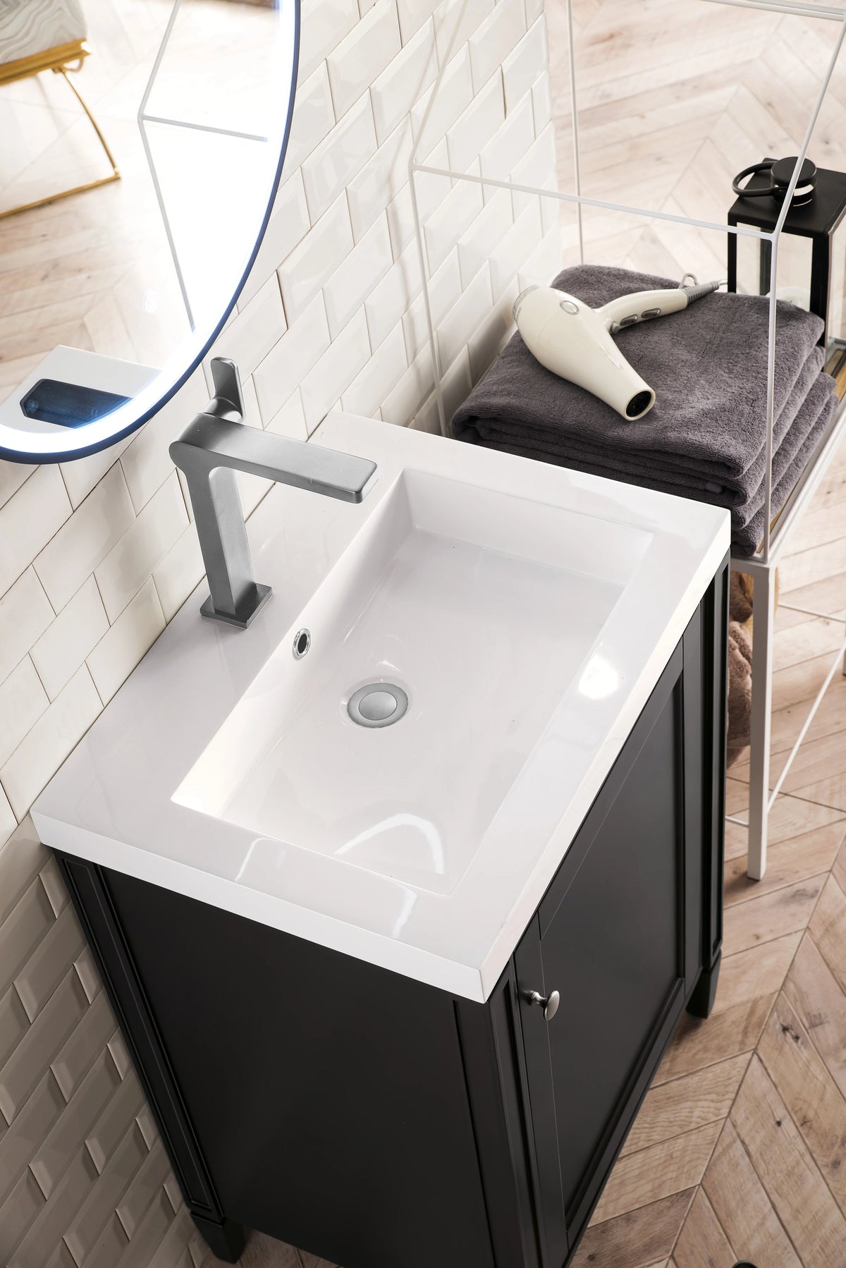 Britannia 24" Single Vanity, Black Onyx w/ White Glossy Composite Stone Top, view 5