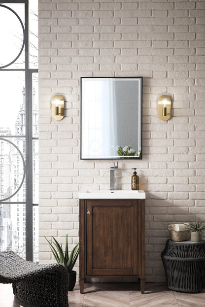 Britannia 24" Single Vanity, Mid-Century Acacia w/ White Glossy Composite Stone Top, view 2