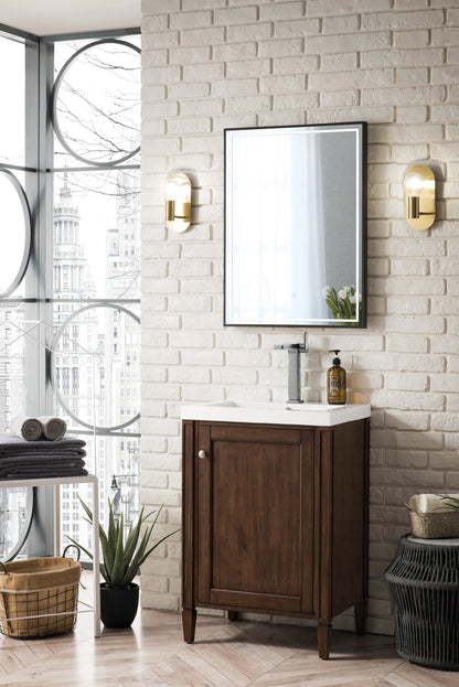 Britannia 24" Single Vanity, Mid-Century Acacia w/ White Glossy Composite Stone Top, view 4