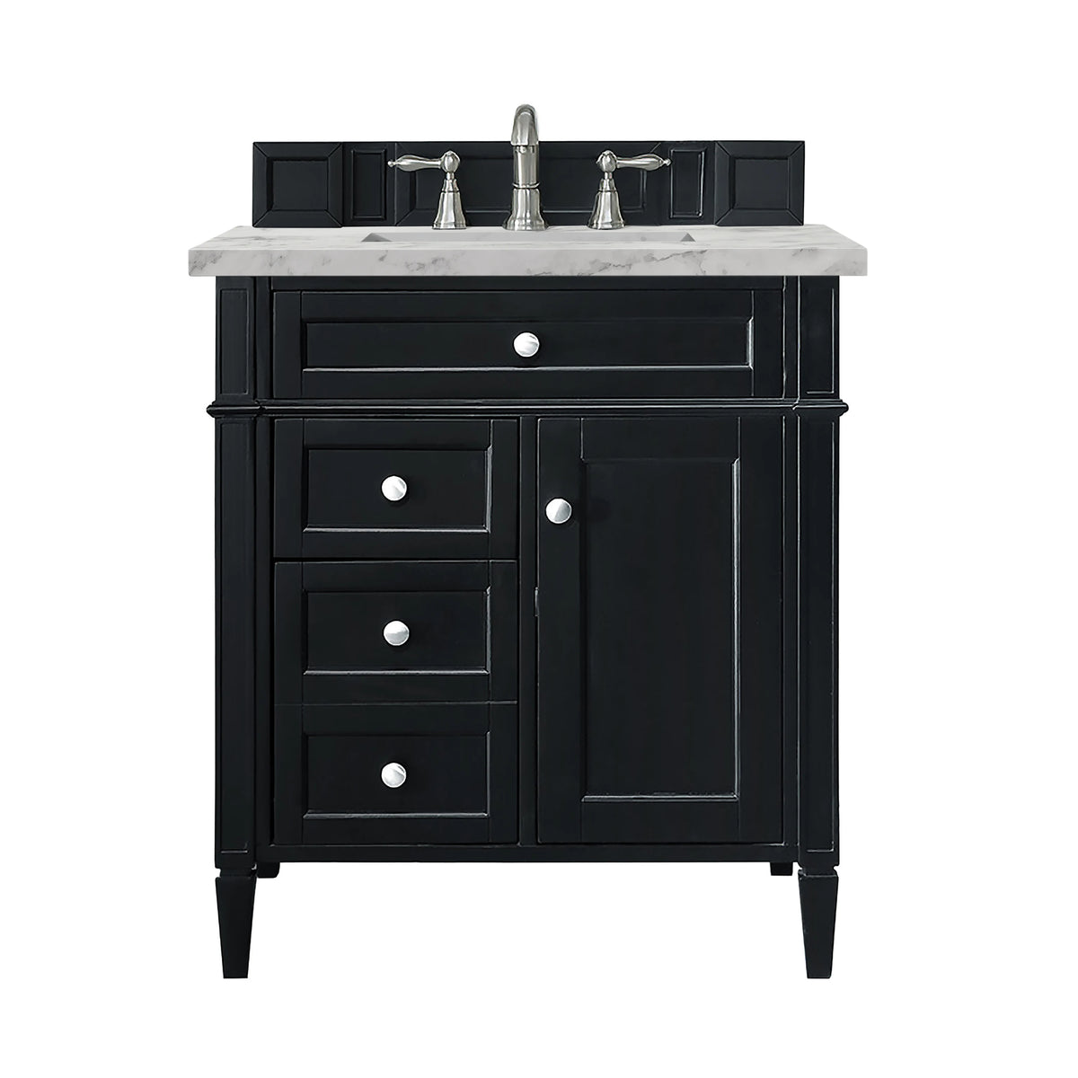 Brittany 30" Single Vanity, Black Onyx w/ 3 CM Carrara Marble Top