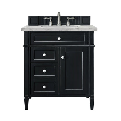 Brittany 30" Single Vanity, Black Onyx w/ 3 CM Carrara Marble Top