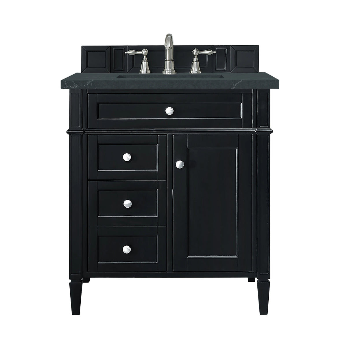 Brittany 30" Single Vanity, Black Onyx, w/ 3 CM Charcoal Soapstone Silestone Top