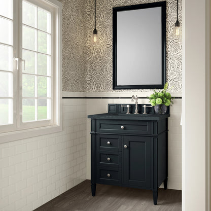 Brittany 30" Single Vanity, Black Onyx, w/ 3 CM Charcoal Soapstone Silestone Top, view 3