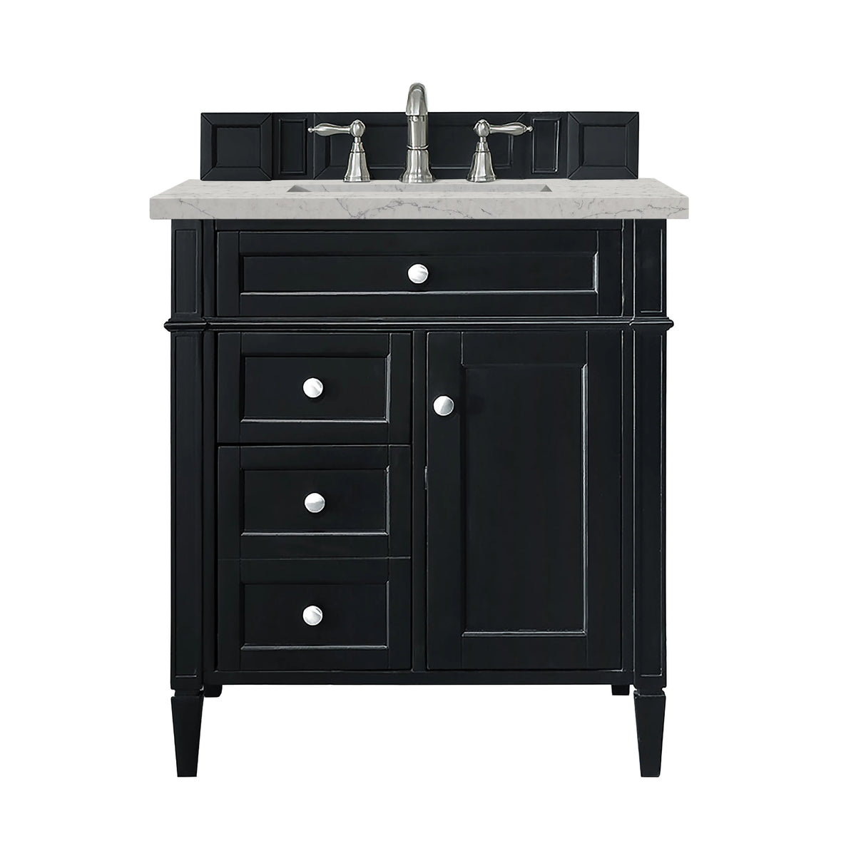 Brittany 30" Single Vanity, Black Onyx, w/ 3 CM Eternal Jasmine Pearl Silestone Top