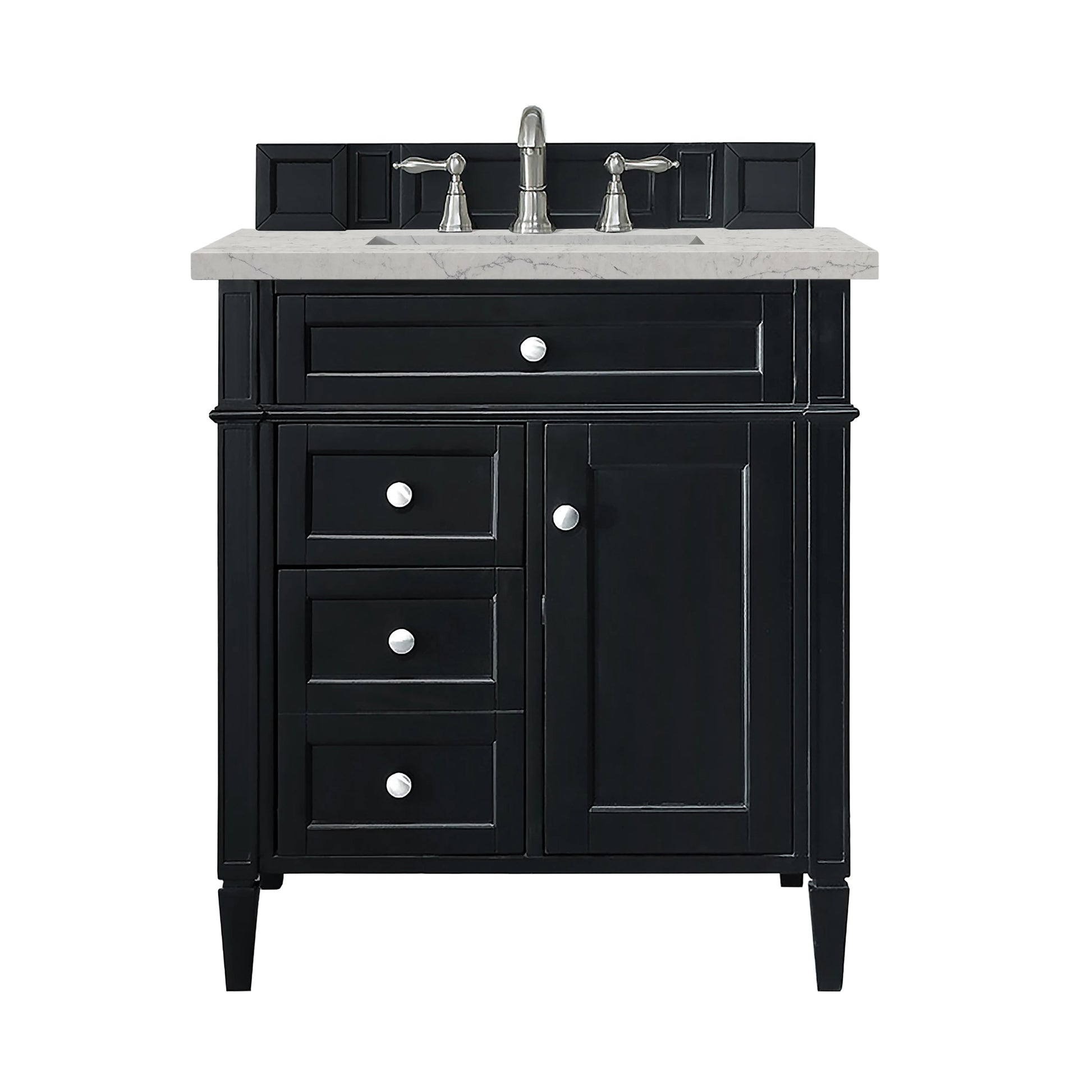 Brittany 30" Single Vanity, Black Onyx, w/ 3 CM Eternal Jasmine Pearl Silestone Top