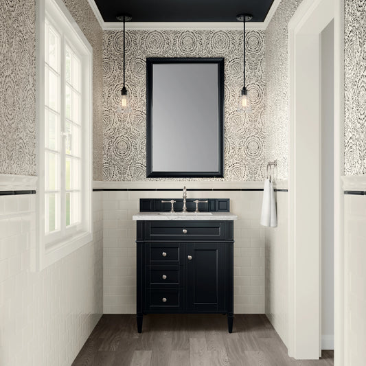 Brittany 30" Single Vanity, Black Onyx, w/ 3 CM Eternal Jasmine Pearl Silestone Top, view 2