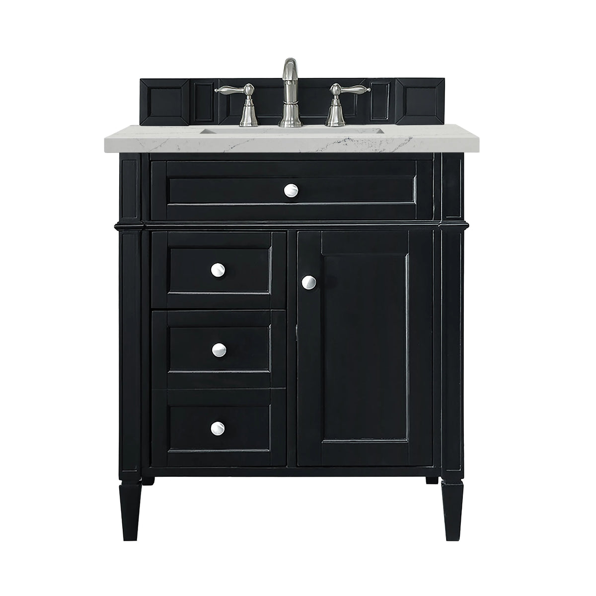 Brittany 30" Single Vanity, Black Onyx, w/ 3 CM Ethereal Noctis Silestone Top