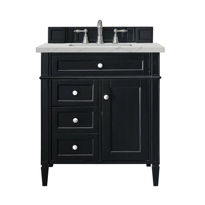 Brittany 30" Single Vanity, Black Onyx, w/ 3 CM Ethereal Noctis Silestone Top