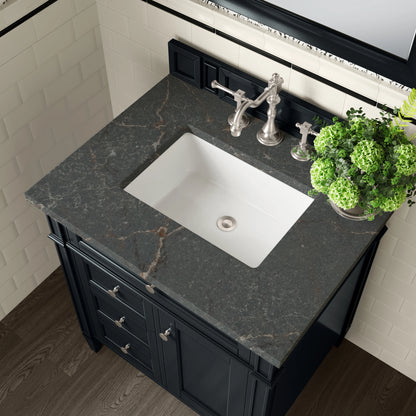 Brittany 30" Single Vanity, Black Onyx, w/ 3 CM Parisien Bleu Silestone Top, view 5