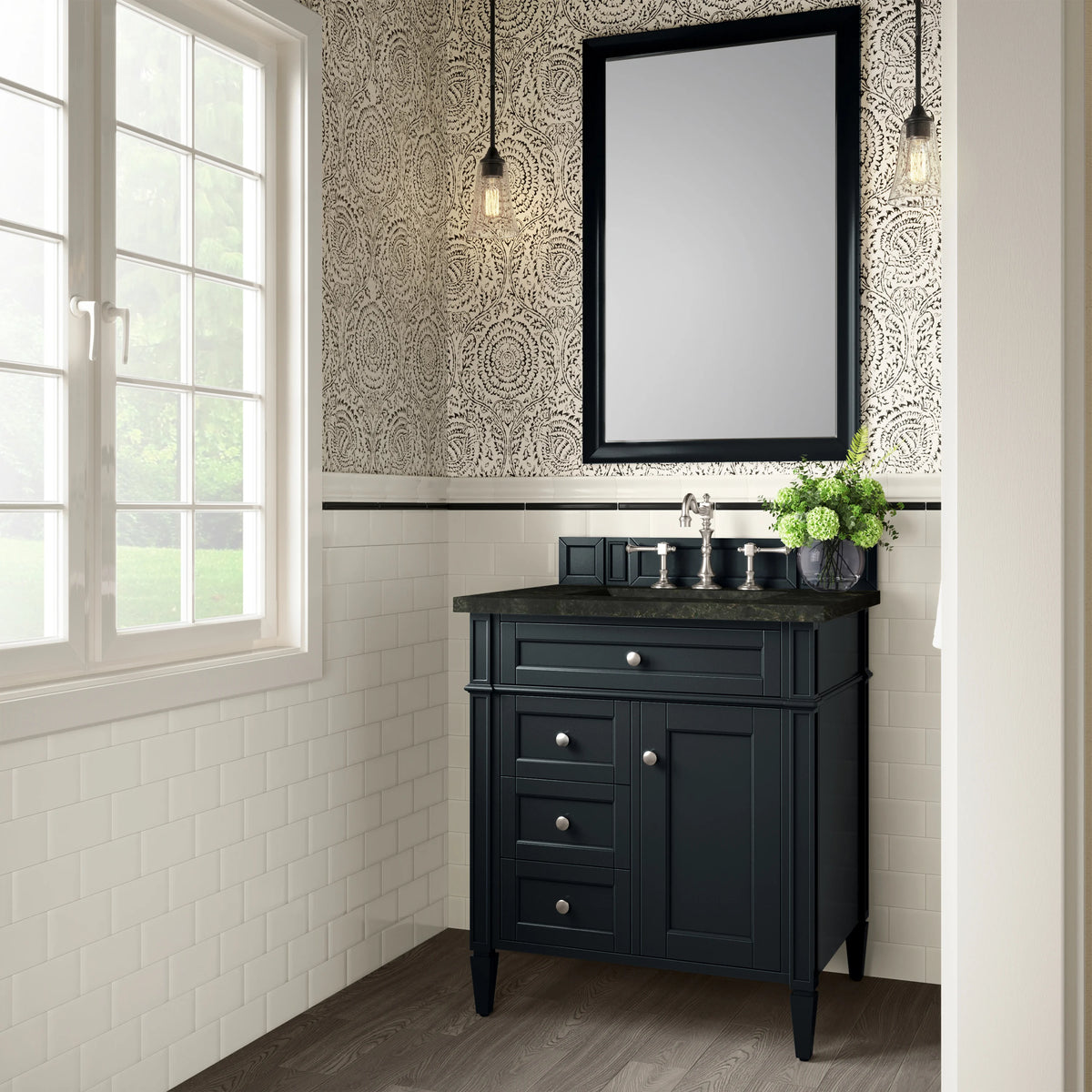 Brittany 30" Single Vanity, Black Onyx, w/ 3 CM Phantome Eclos Top, view 3