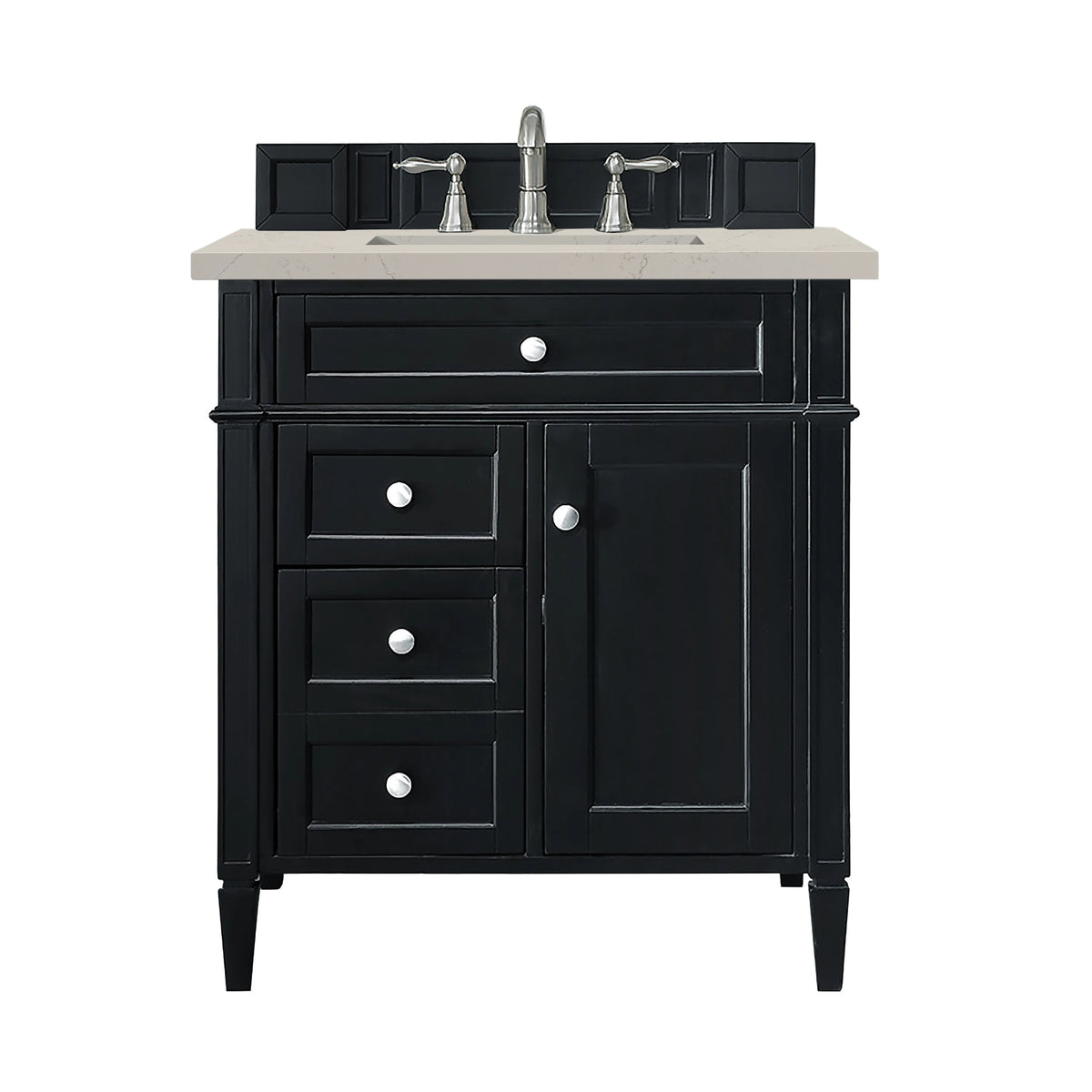 Brittany 30" Single Vanity, Black Onyx, w/ 3 CM Siberian Silestone Top