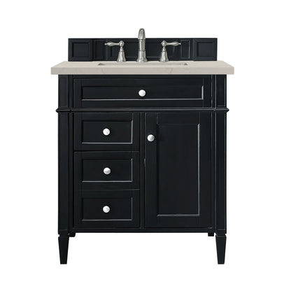 Brittany 30" Single Vanity, Black Onyx, w/ 3 CM Siberian Silestone Top