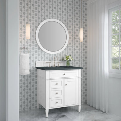 Brittany 30" Single Vanity, Bright White, w/ 3 CM Charcoal Soapstone Silestone Top, view 4