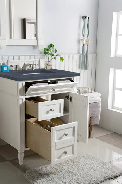 Brittany 30" Single Vanity, Bright White, w/ 3 CM Charcoal Soapstone Silestone Top, view 5