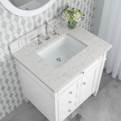 Brittany 30" Single Vanity, Bright White, w/ 3 CM Eternal Jasmine Pearl Silestone Top, view 7