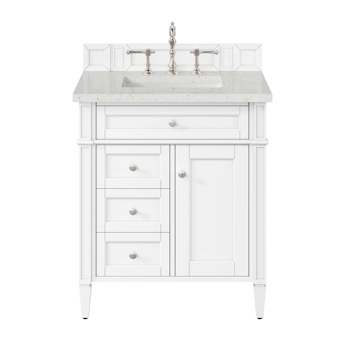 Brittany 30" Single Vanity, Bright White, w/ 3 CM Lime Delight Silestone Top