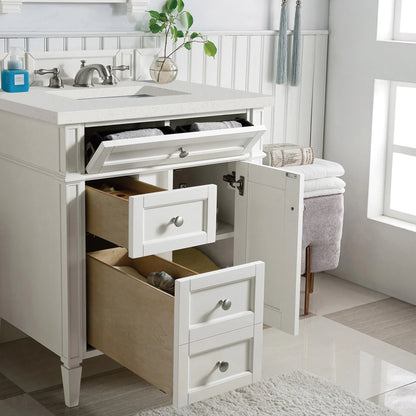 Brittany 30" Single Vanity, Bright White, w/ 3 CM Lime Delight Silestone Top, view 5