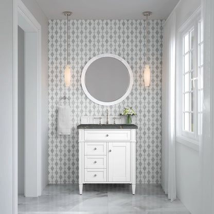 Brittany 30" Single Vanity, Bright White, w/ 3 CM Parisien Bleu Silestone Top, view 3