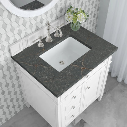 Brittany 30" Single Vanity, Bright White, w/ 3 CM Parisien Bleu Silestone Top, view 7