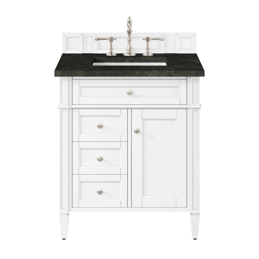 Brittany 30" Single Vanity in Bright White, w/ 3 CM Phantome Eclos Top