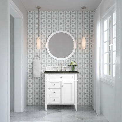Brittany 30" Single Vanity in Bright White, w/ 3 CM Phantome Eclos Top, view 3