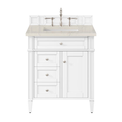 Brittany 30" Single Vanity in Bright White, w/ 3 CM Siberian Silestone Top