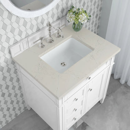 Brittany 30" Single Vanity in Bright White, w/ 3 CM Siberian Silestone Top, view 6