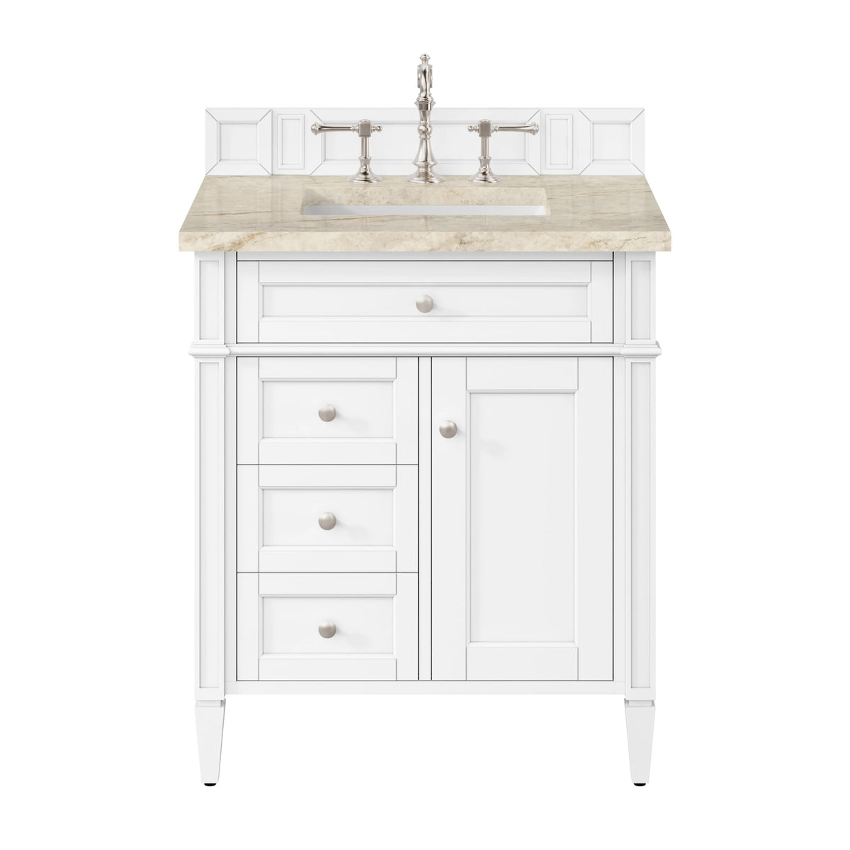 Brittany 30" Single Vanity in Bright White, w/ 3 CM Tajnar Eclos Top