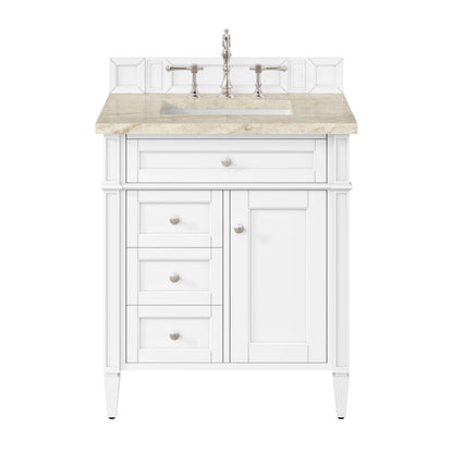 Brittany 30" Single Vanity in Bright White, w/ 3 CM Tajnar Eclos Top