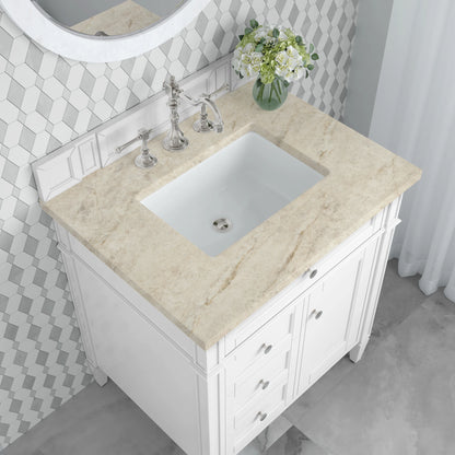 Brittany 30" Single Vanity in Bright White, w/ 3 CM Tajnar Eclos Top, view 6