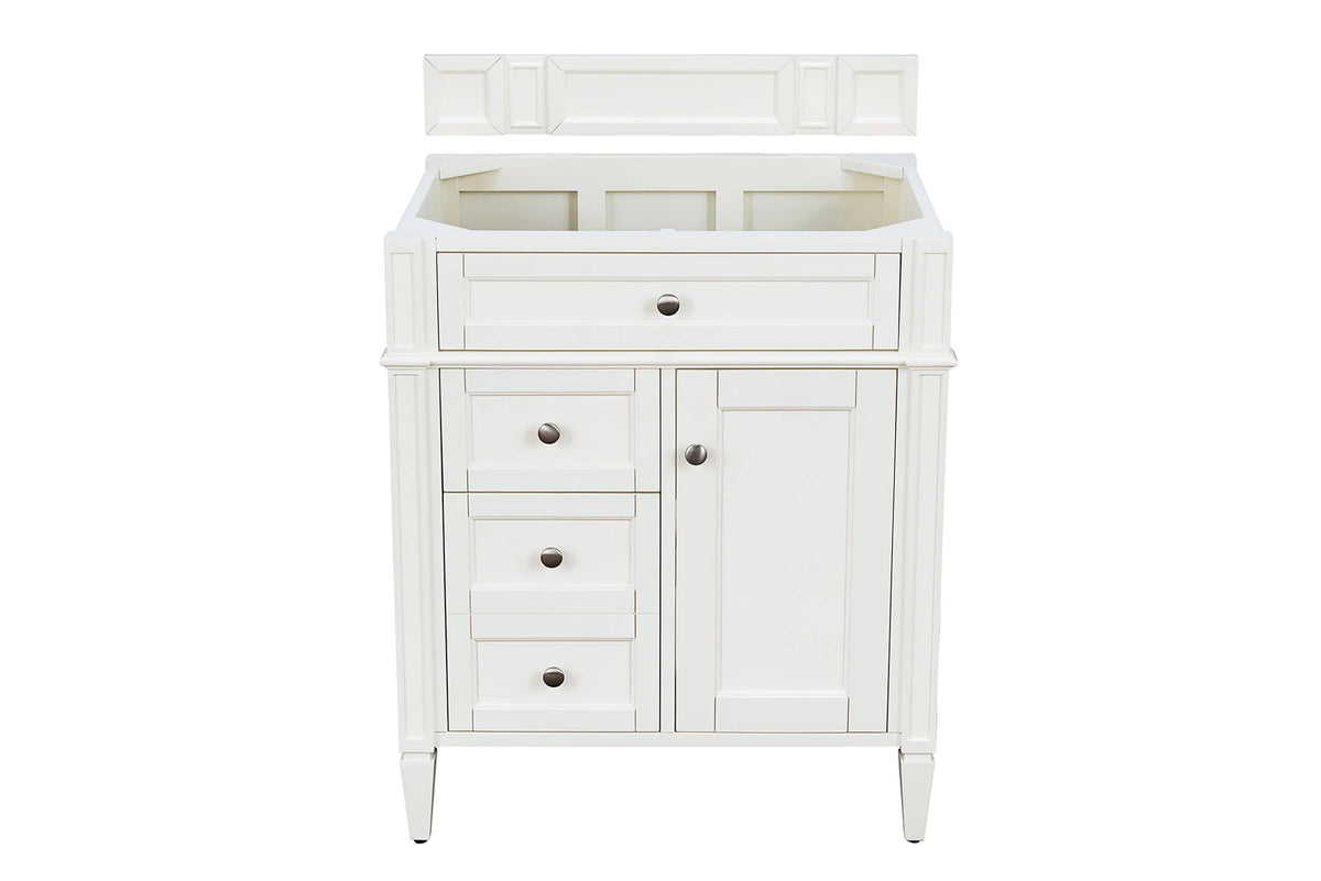 Brittany 30" Single Vanity, Bright White, w/ 3 CM Victorian Silver Silestone Top, view 2