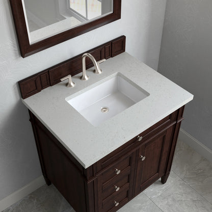 Brittany 30" Single Vanity, Burnished Mahogany, w/ 3 CM Lime Delight Silestone Top, view 5