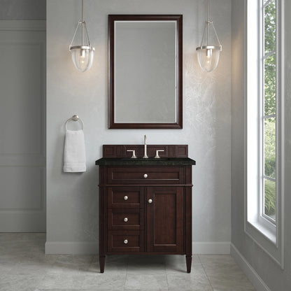 Brittany 30" Single Vanity, Burnished Mahogany, w/ 3 CM Phantome Eclos Top, view 2