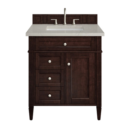 Brittany 30" Single Vanity, Burnished Mahogany, w/ 3 CM Siberian Silestone Top