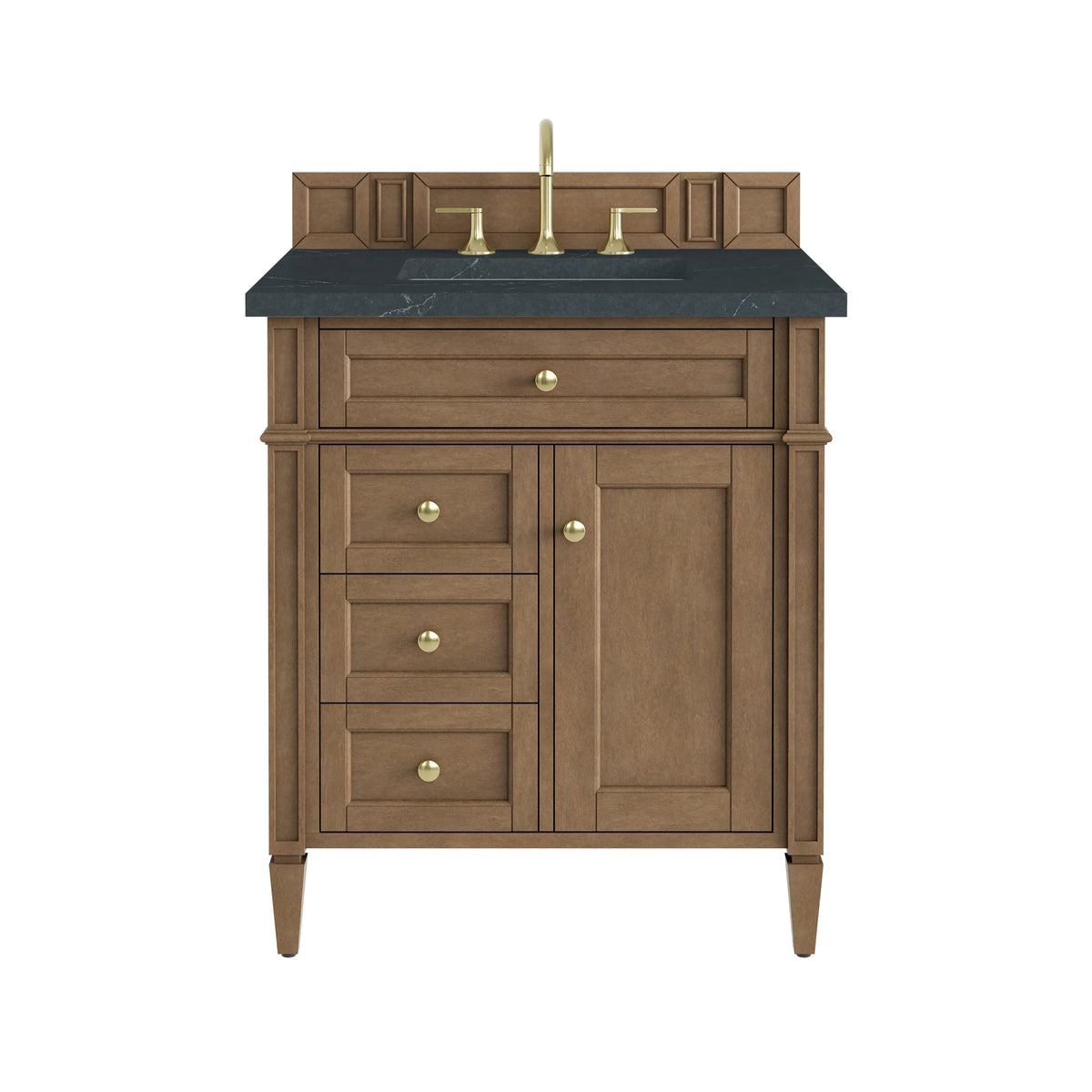 Brittany 30" Single Vanity, Pecan w/ 3 CM Charcoal Soapstone Silestone Top