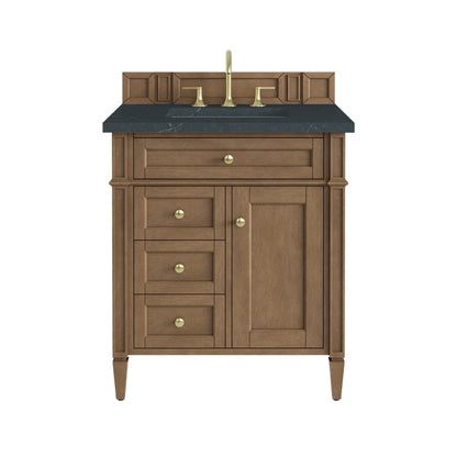 Brittany 30" Single Vanity, Pecan w/ 3 CM Charcoal Soapstone Silestone Top