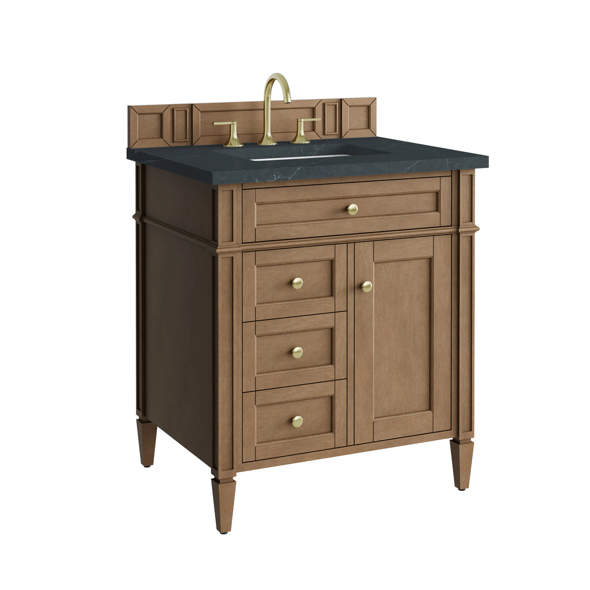 Brittany 30" Single Vanity, Pecan w/ 3 CM Charcoal Soapstone Silestone Top, view 11