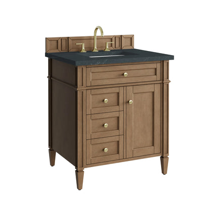 Brittany 30" Single Vanity, Pecan w/ 3 CM Charcoal Soapstone Silestone Top, view 11