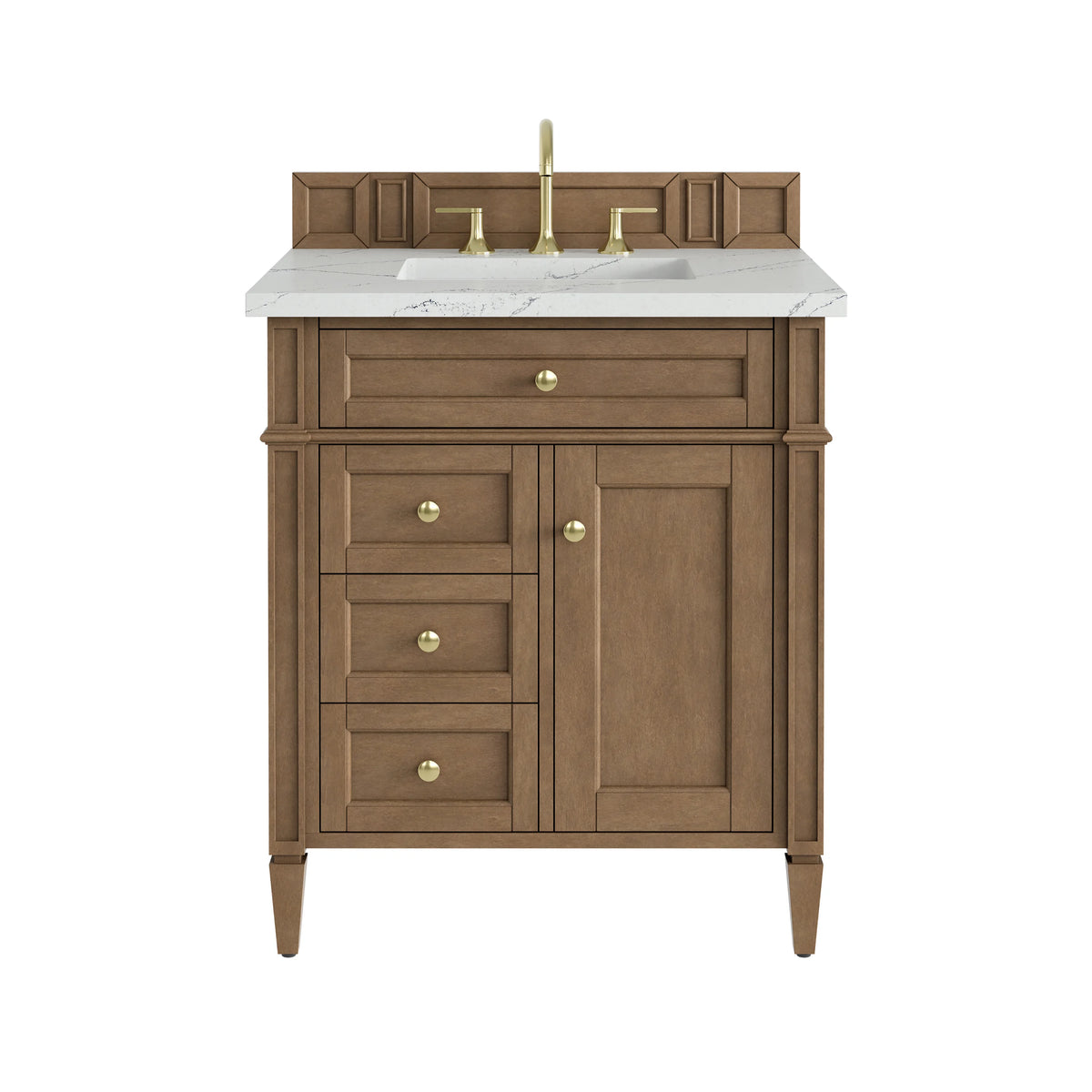 Brittany 30" Single Vanity, Pecan w/ 3 CM Ethereal Noctis Silestone Top