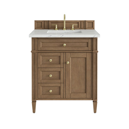 Brittany 30" Single Vanity, Pecan w/ 3 CM Ethereal Noctis Silestone Top