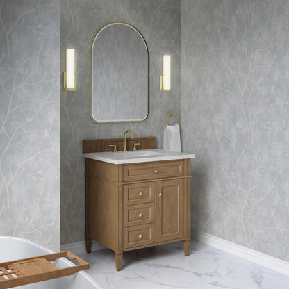 Brittany 30" Single Vanity, Pecan w/ 3 CM Lime Delight Silestone Top, view 4