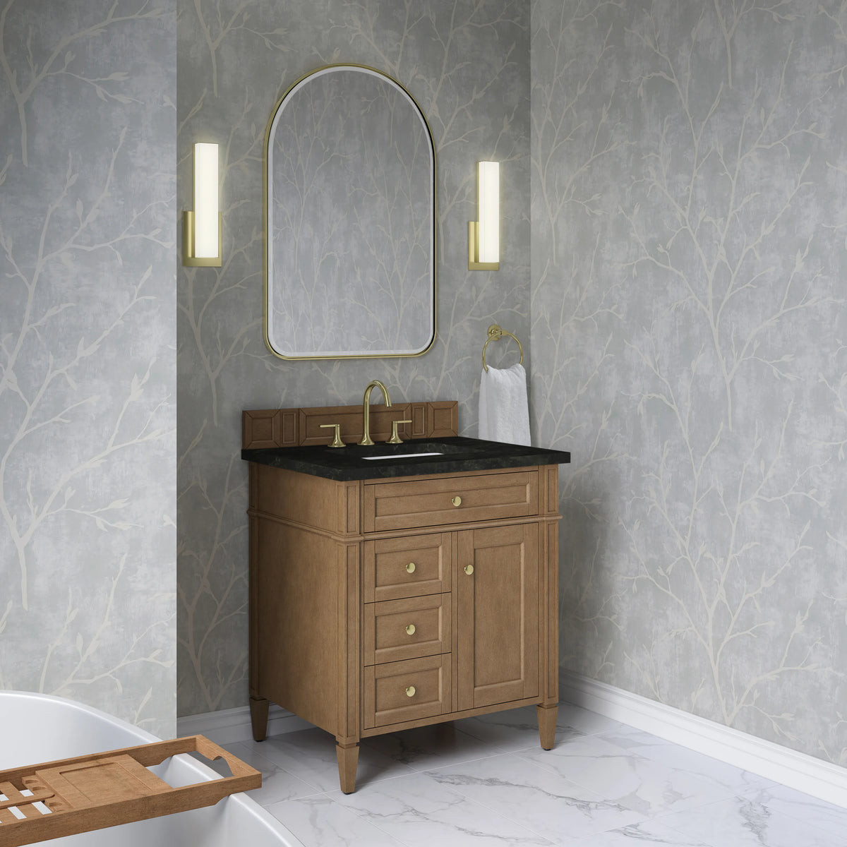 Brittany 30" Single Vanity, Pecan w/ 3 CM Phantome Eclos Top, view 4
