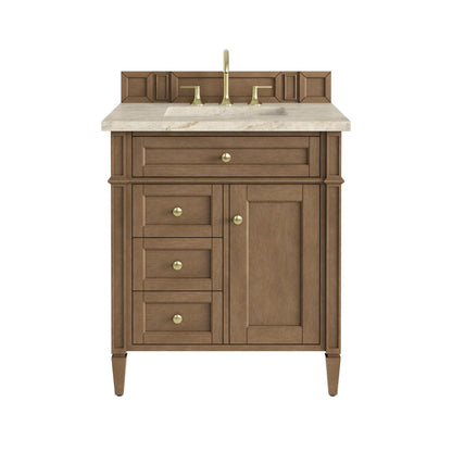 Brittany 30" Single Vanity, Pecan w/ 3 CM Tajnar Eclos Top